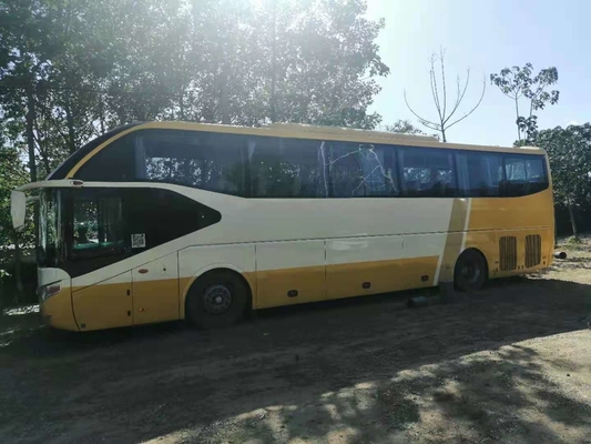 Yellow Yutong Used Trip Bus ZK6122 61 Seat LHD Support Diesel A/C Two Doors