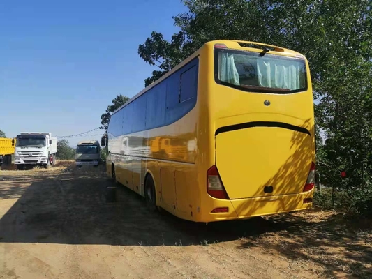Yellow Yutong Used Trip Bus ZK6122 61 Seat LHD Support Diesel A/C Two Doors